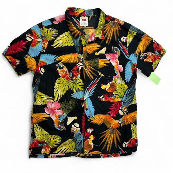 Levi's Other - Levi’s Men’s Black Multi‑Color Parrot Print Cotton Shirt Size XXL